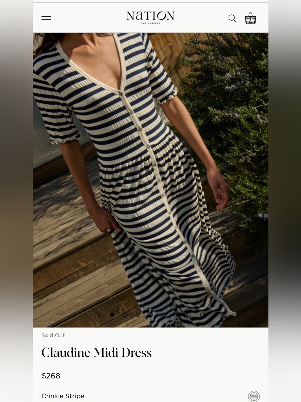 NWT Sold Out! Stripe crinkle dress perfect to dress up or down.